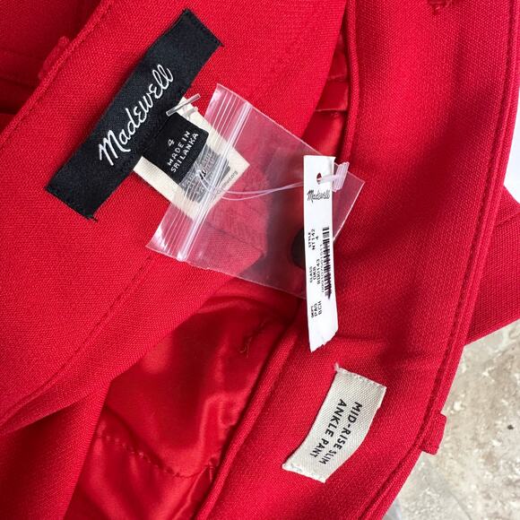 Madewell Mid Rise Slim Ankle Pant Straight Leg Red Classic Relaxed US 4 NWT - Picture 9 of 12